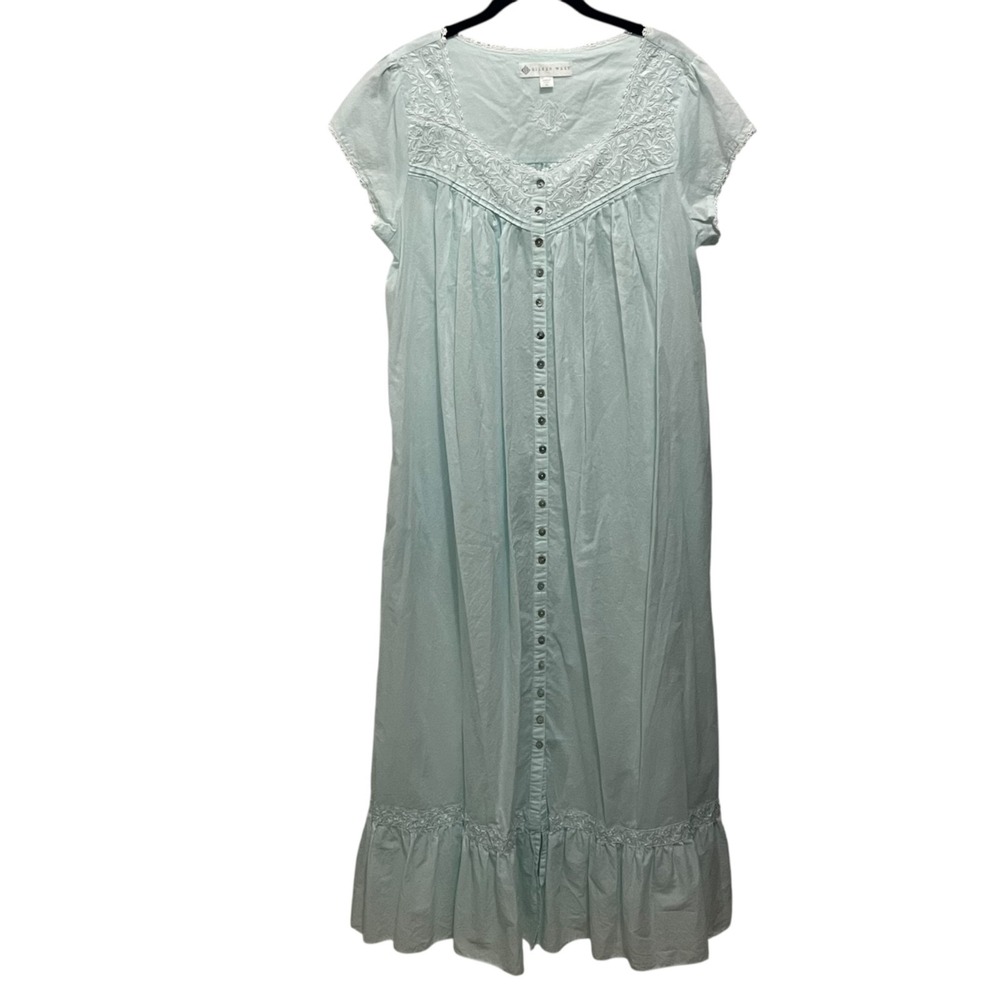 Eileen West Nightgown Womens M Blue Full Length Cottagecore Granny Sleepwear - Picture 2 of 11